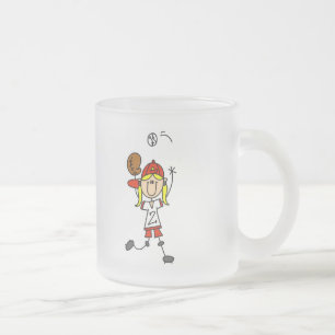 Mädchen, das Baseball-T-Shirts und Geschenke fängt Mattglastasse