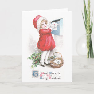 Mädchen, das Briefe aufgibt, vintage Weihnachten