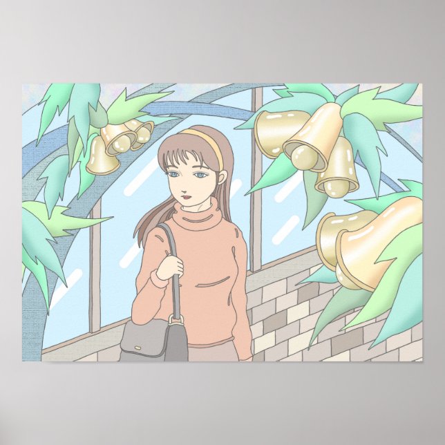 Mädchen, das dem Klang der Glocken lauscht. Poster (Vorne)