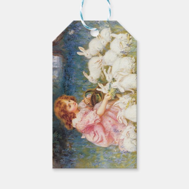 Mädchen, das die Kaninchen Füttre (von Frederick M Geschenkanhänger (Vorderseite)