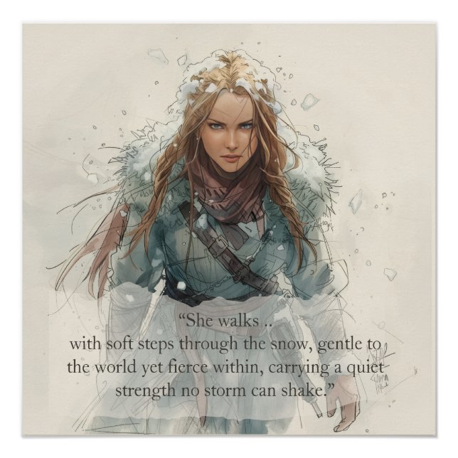 Mädchen, das durch den Schnee geht – Inspirierende Poster (Vorderseite)