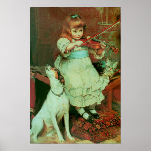 Mädchen, das eine Violine spielt Poster