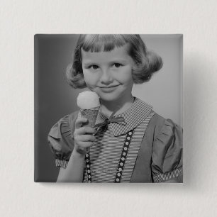 Mädchen, das Eis isst Button
