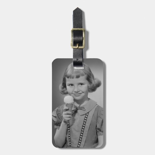 Mädchen, das Eis isst Gepäckanhänger (Vorderseite vertikal)