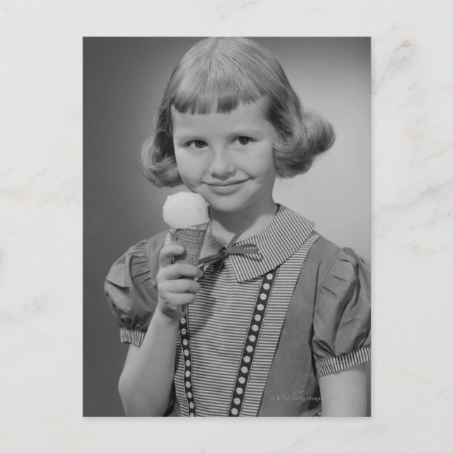 Mädchen, das Eis isst Postkarte (Vorderseite)