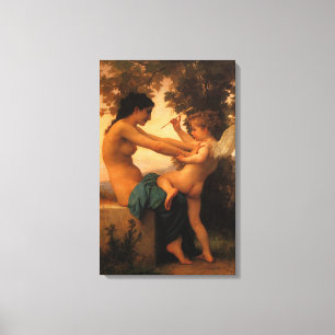 Mädchen, das gegen Amor durch Bouguereau sich Leinwanddruck