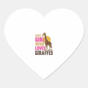 Mädchen, das Giraffen liebt Vintage-Giraffen-Shirt Herz-Aufkleber