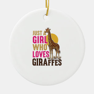 Mädchen, das Giraffen liebt Vintage-Giraffen-Shirt Keramik Ornament