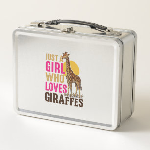 Mädchen, das Giraffen liebt Vintage-Giraffen-Shirt Metall Brotdose