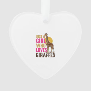 Mädchen, das Giraffen liebt Vintage-Giraffen-Shirt Ornament