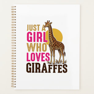 Mädchen, das Giraffen liebt Vintage-Giraffen-Shirt Planer