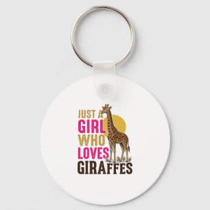 Mädchen, das Giraffen liebt Vintage-Giraffen-Shirt Schlüsselanhänger