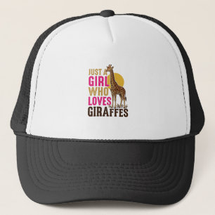 Mädchen, das Giraffen liebt Vintage-Giraffen-Shirt Truckerkappe