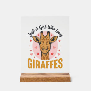 Mädchen, das Giraffen liebt Vintage-Stich-Design_1 Acrylschild