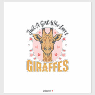 Mädchen, das Giraffen liebt Vintage-Stich-Design_1 Aufkleber
