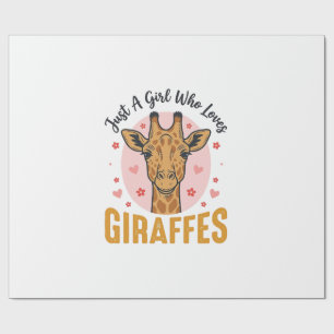 Mädchen, das Giraffen liebt Vintage-Stich-Design_1 Geschenkpapier