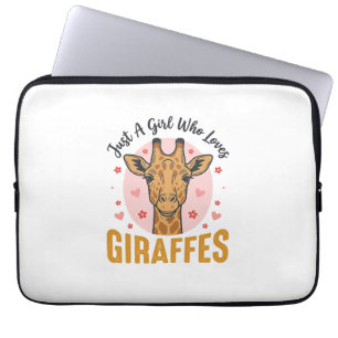 Mädchen, das Giraffen liebt Vintage-Stich-Design_1 Laptopschutzhülle