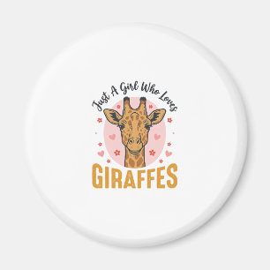 Mädchen, das Giraffen liebt Vintage-Stich-Design_1 Magnet
