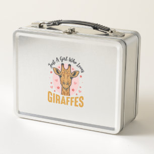 Mädchen, das Giraffen liebt Vintage-Stich-Design_1 Metall Brotdose