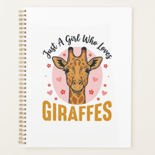 Mädchen, das Giraffen liebt Vintage-Stich-Design_1 Planer