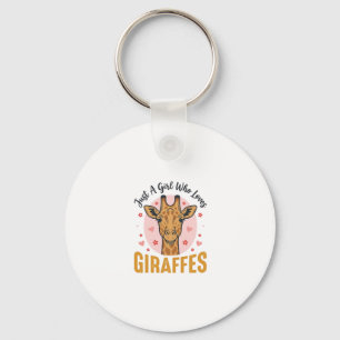 Mädchen, das Giraffen liebt Vintage-Stich-Design_1 Schlüsselanhänger