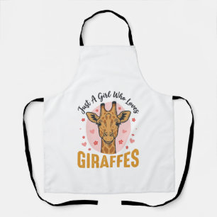 Mädchen, das Giraffen liebt Vintage-Stich-Design_1 Schürze