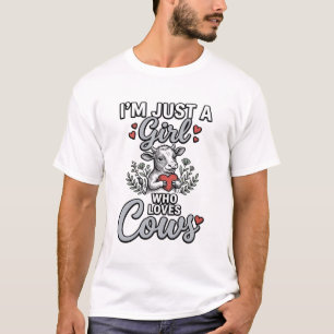 Mädchen, das Kühe liebt Vintage süße Kuh-Shirt-Des T-Shirt