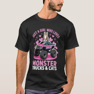 Mädchen, das Monstertrucks und Katzen liebt T-Shirt