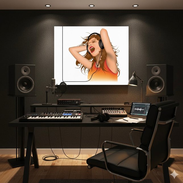 Mädchen, das Musik hört Poster (Von Creator hochgeladen)