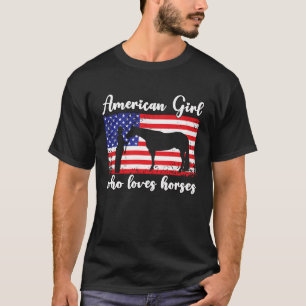 Mädchen das Pferde liebt stolz amerikanische USA-F T-Shirt