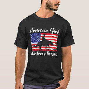 Mädchen, das Pferde liebt, stolz auf die amerikani T-Shirt