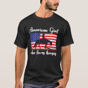 Mädchen, das Pferde liebt, stolz auf die amerikani T-Shirt