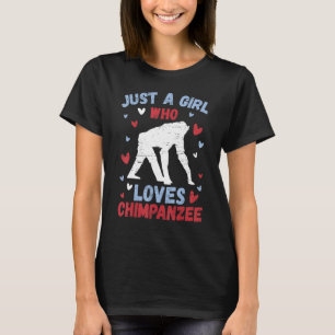 Mädchen, das Schimpansen-Affen liebt, Wildtiere T-Shirt