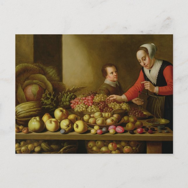 Mädchen, das Trauben verkauft Postkarte (Vorderseite)