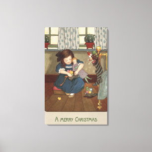 Mädchen, das voll ihre Schuhe der guter Sachen Leinwanddruck