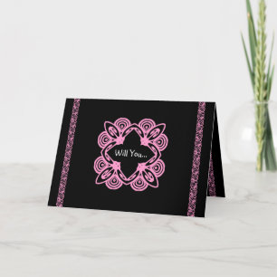 MÄDCHEN der EHRE laden - rosa u. schwarze Einladung