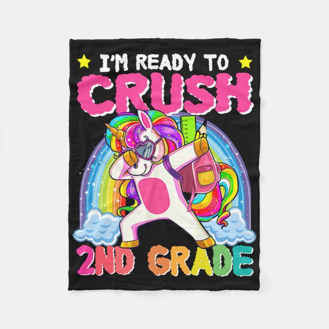 Mädchen der zweiten Klasse Einhorn zerkleinern zwe Fleecedecke (Vorderseite)