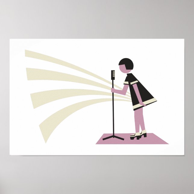 Mädchen, die auf Bühne singen, 60er Poster (Vorne)