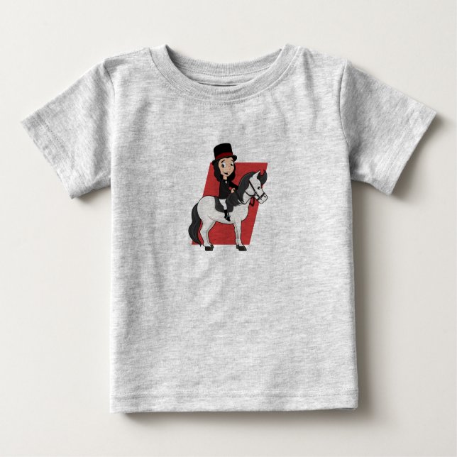Mädchen, die auf einem Cartoon reiten Baby T-shirt (Vorderseite)