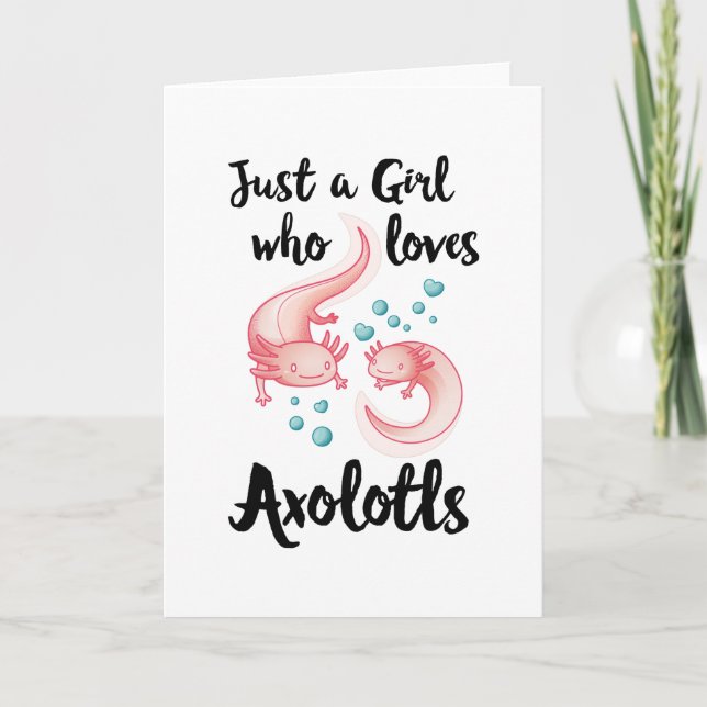 Mädchen, die Axolotls Niedliche Axolotl-Liebe  Karte (Vorderseite)