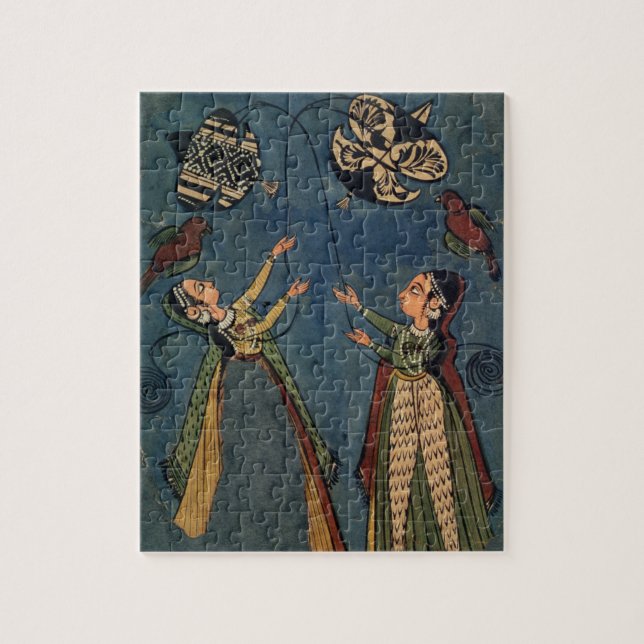 Mädchen, die Drachen, Kulu Volksmalerei, Himachal Puzzle (Vertikal)