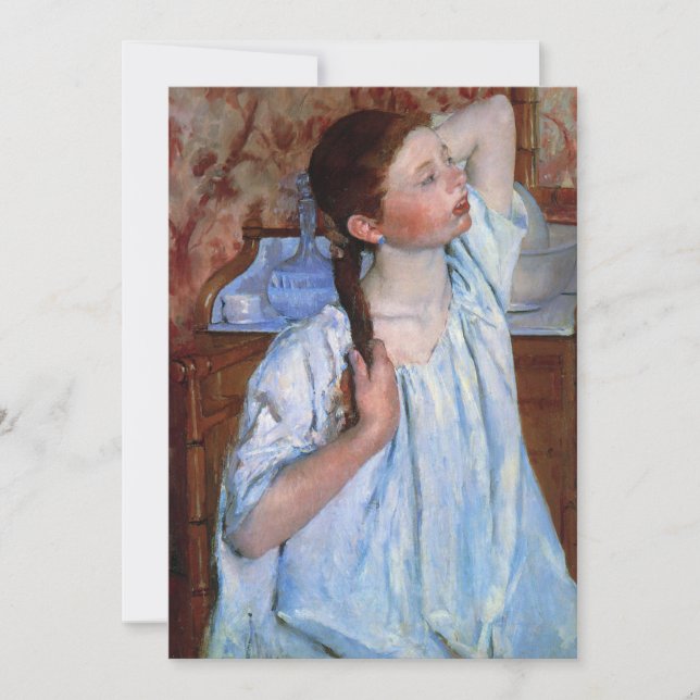 Mädchen, die ihr Haar anreichert | Mary Cassatt (Vorderseite)