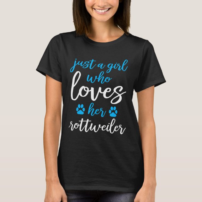 Mädchen, die ihre Hunde Liebe Rottweiler T-Shirt (Vorderseite)
