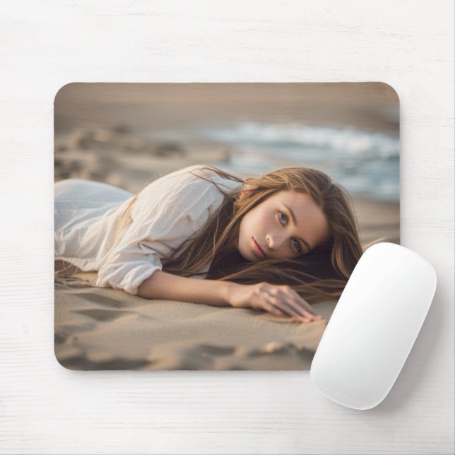 Mädchen, die in Beach Sand liegen Mousepad (Mit Mouse)