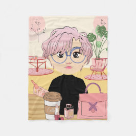 MÄDCHEN , DIE IN EINEM KAFFEE-PLATZ AUFGEBAUT WERD FLEECEDECKE