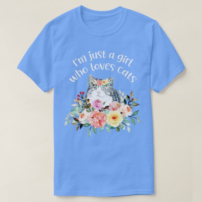 Mädchen, die Katzen Lieben T-Shirt (Design vorne)
