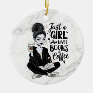Mädchen, die Lieben Bücher & Kaffee kundenspezifis Keramik Ornament