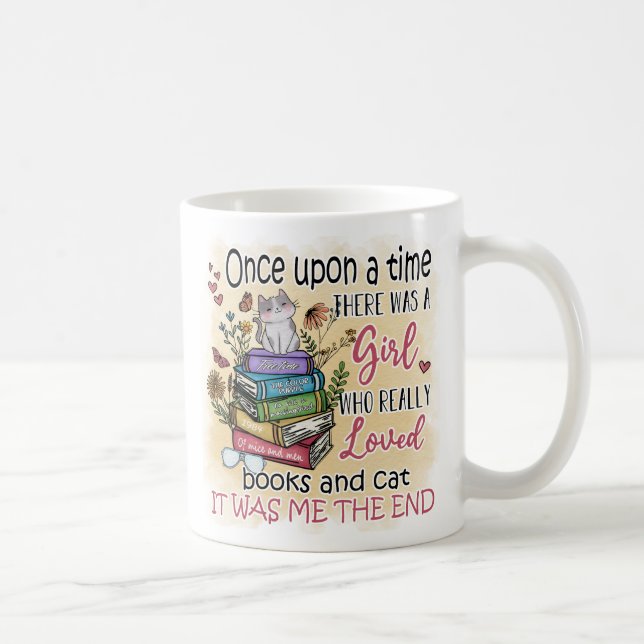 Mädchen, die Lieben Bücher und Katzen Kaffeetasse (Rechts)
