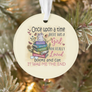 Mädchen, die Lieben Bücher und Katzen Ornament