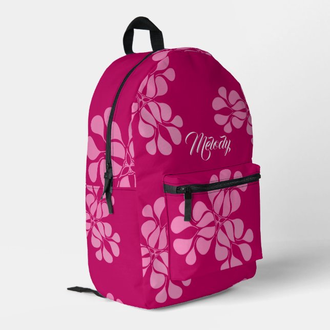 Mädchen, die niedlich hübsch rosa Blüten haben, zu Bedruckter Rucksack (Rückseitige Ecke links)
